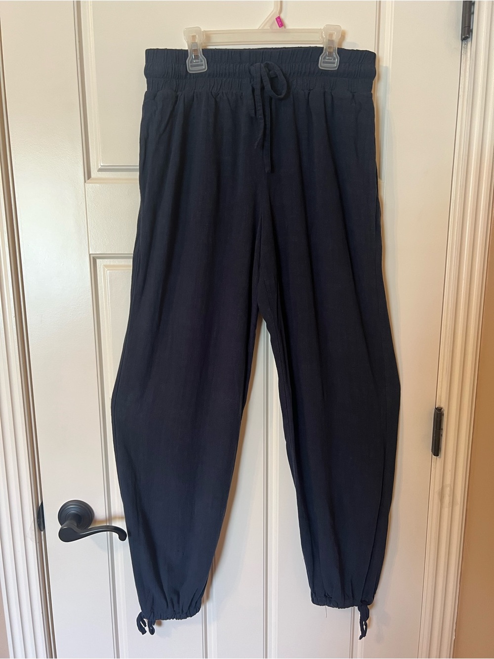 Women’s Navy Linen-blend Casual Pants